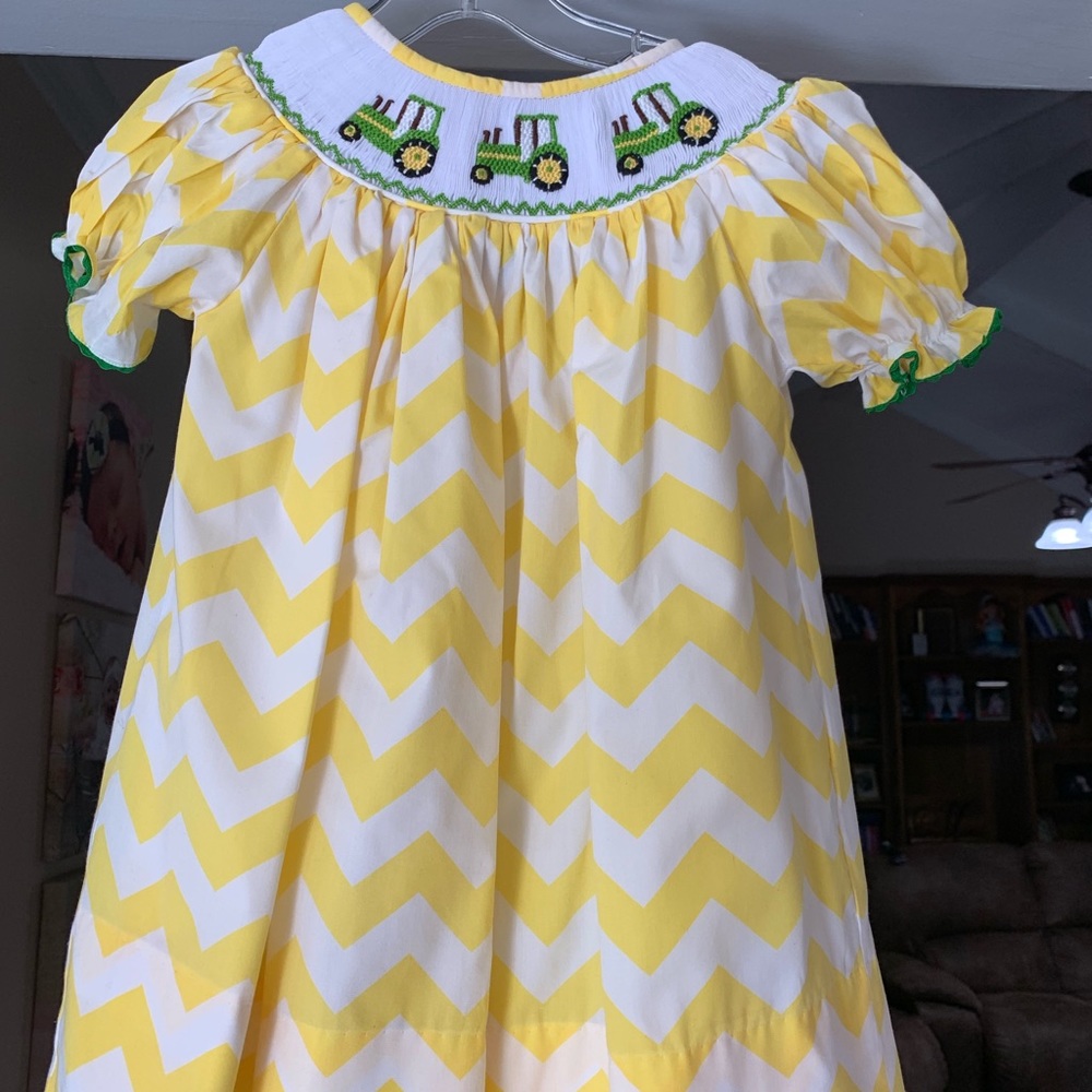 Smocked John Deere Dress 18 mths